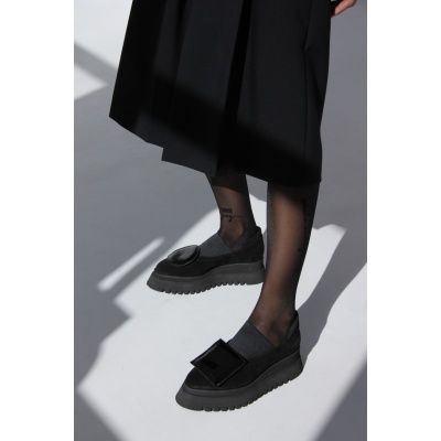 Pantofi Pasadena Black piele naturala cu platforma