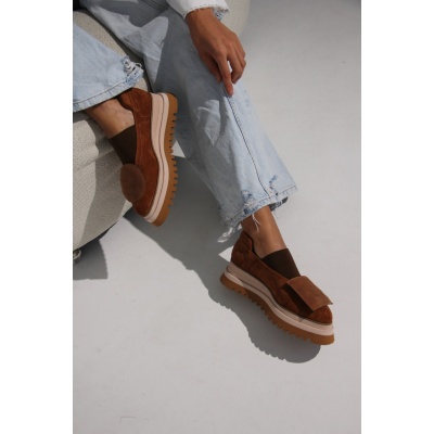 Pantofi Pasadena Brown piele naturala cu platforma - Img 2