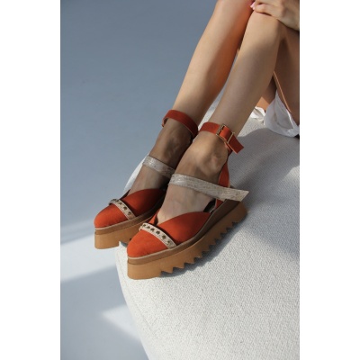 Pantofi Pins Orange piele naturala - Img 6