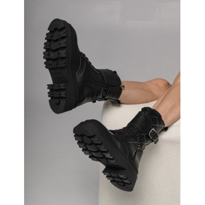 Ghete bocanci R17 Silver Buckle piele naturala - Img 5