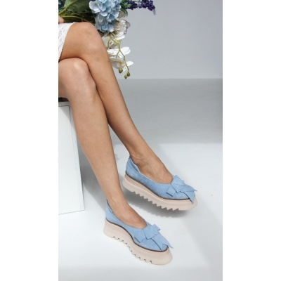 Pantofi Bohemis Baby blue piele naturala - Img 7