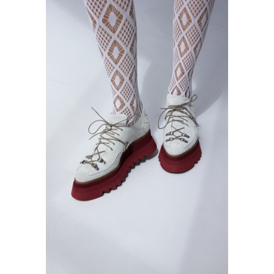 Pantofi casual cu siret Farro White&Whine piele naturala - Img 4