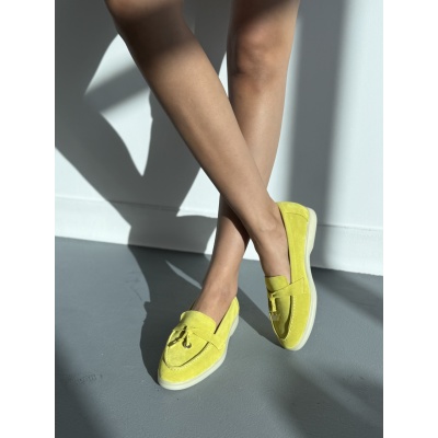 Pantofi mocasini Lara Lime piele intoarsa - Img 1