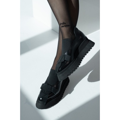 Pantofi Pasadena Black Matte piele naturala cu platforma - Img 6
