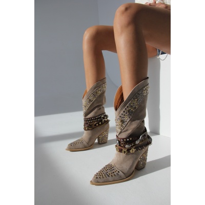 Cizme Impalum Supreme Bej short piele intoarsa - Img 4