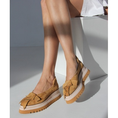 Pantofi Bohemis Camel Studded piele naturala