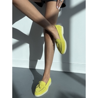 Pantofi mocasini Lara Lime piele intoarsa - Img 3