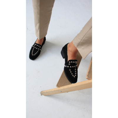 Pantofi mocasini Stanley Negru piele intoarsa - Img 2