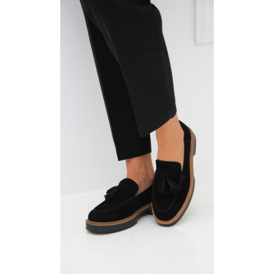 Pantofi Mocasini Tribut piele intoarsa negru - Img 5