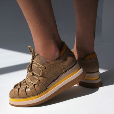 Pantofi Oscar Bej piele naturala
