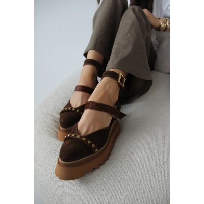 Pantofi Pins Brown Animalprint piele naturala - Img 4