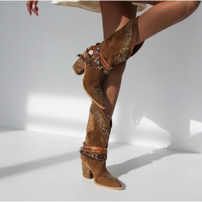 Cizme Impalum Supreme Camel short piele intoarsa - Img 4