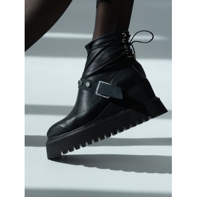 Ghete Rebel Lace piele naturală stretch matte