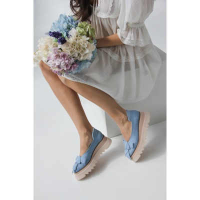 Pantofi Bohemis Baby blue piele naturala - Img 2