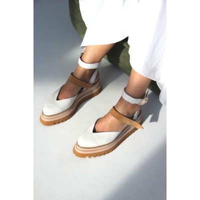 Pantofi Jacqueline Alb Piele naturala - Img 2