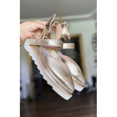 Pantofi Meloni Gold piele naturala