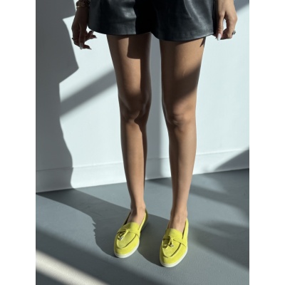 Pantofi mocasini Lara Lime piele intoarsa - Img 4