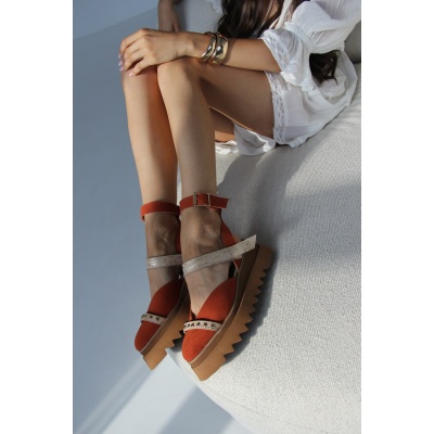 Pantofi Pins Orange piele naturala - Img 7