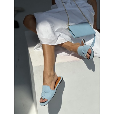 Papuci Lara Summerwalk Blu piele naturala - Img 1