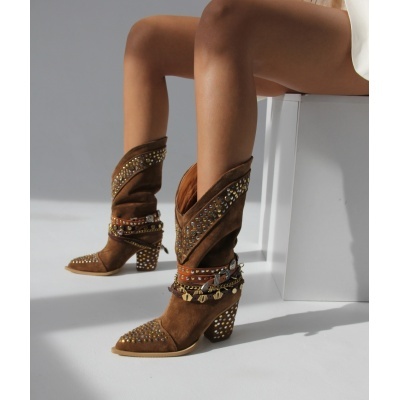 Cizme Impalum Supreme Camel short piele intoarsa