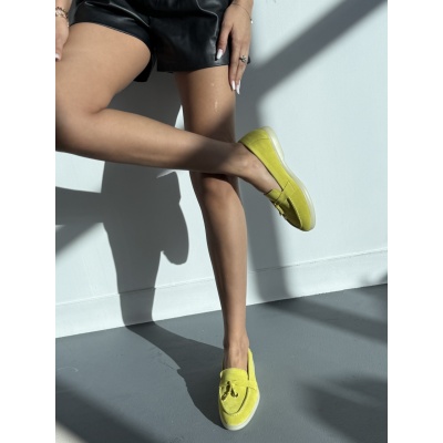 Pantofi mocasini Lara Lime piele intoarsa - Img 5