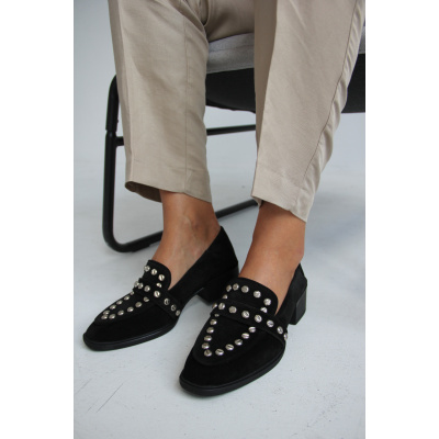 Pantofi mocasini Stanley Negru piele intoarsa - Img 4