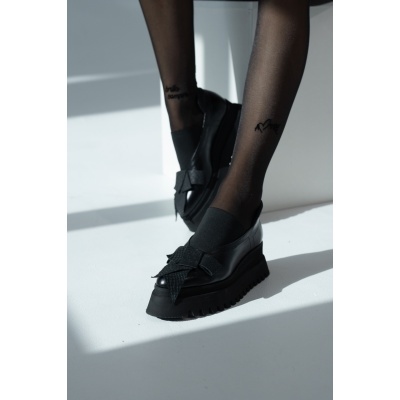 Pantofi Pasadena Black Matte piele naturala cu platforma