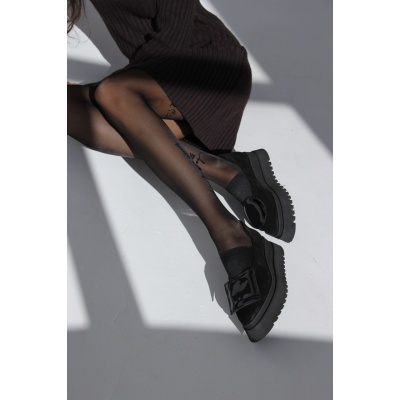 Pantofi Pasadena Black piele naturala cu platforma - Img 5