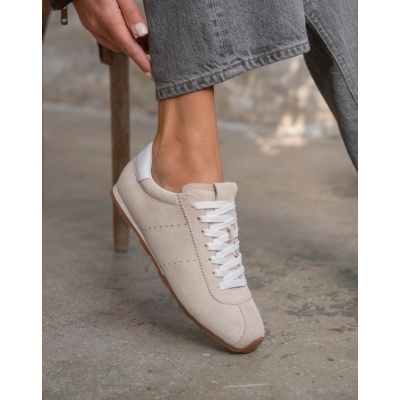 Pantofi sport Justin Light Beige piele intoarsa - Img 1
