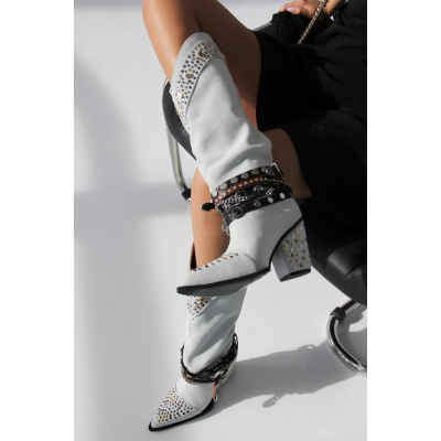 Cizme Impalum Supreme White piele intoarsa