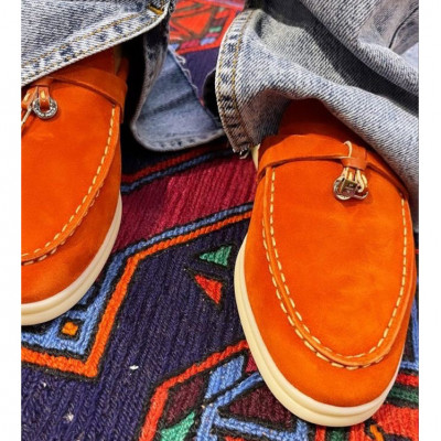 Pantofi mocasini Lara Orange piele intoarsa - Img 1
