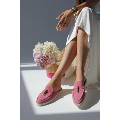 Papuci Lara pink piele naturala - Img 6