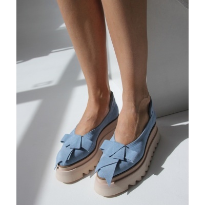 Pantofi Bohemis Baby blue piele naturala - Img 3