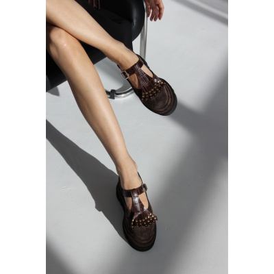 Pantofi Fedora Fringe piele naturala - Img 8