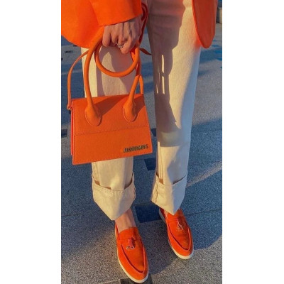 Pantofi mocasini Lara Orange piele intoarsa - Img 3