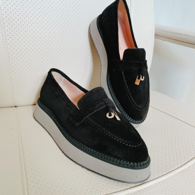 Pantofi mocasini Moulin Negru piele intoarsa - Img 1