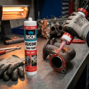 Silicon Bison High Temp – Etanșeizant Rezistent la Temperaturi Ridicate (până la 300°C), Roșu, Cartuș 280ml - Img 4