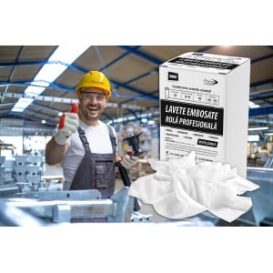 Rolă 250 Lavete Profesionale Embosate, Reutilizabile (Celuloză + Poliester), Albe, 40x30 cm, 100g/m² - Img 4