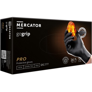 Mănuși de Protecție din Nitril Negru Extra Grip, Mercator, Mărimea L, 50 bucăți