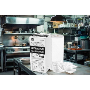 Rolă 250 Lavete Profesionale Embosate, Reutilizabile (Celuloză + Poliester), Albe, 40x30 cm, 100g/m² - Img 3