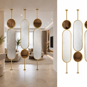 Separator decorativ Luxury din inox și sticlă – Panou despărțitor 40 x 240 cm - Img 4