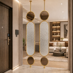 Separator decorativ Luxury din inox și sticlă – Panou despărțitor 40 x 240 cm