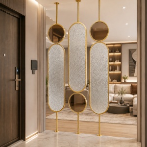Separator decorativ Luxury din inox și sticlă – Panou despărțitor 40 x 240 cm - Img 2