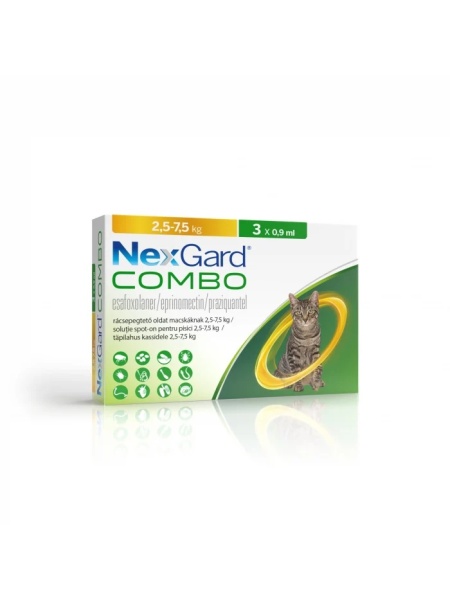 NEXGARD COMBO CAT 2.5-7.5 KG 0.9 ML X 3