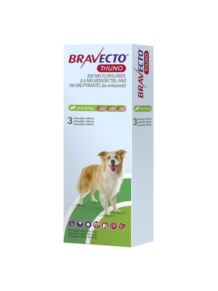 BRAVECTO TRIUNO 200 MG 3X1 TAB (10-20 KG)