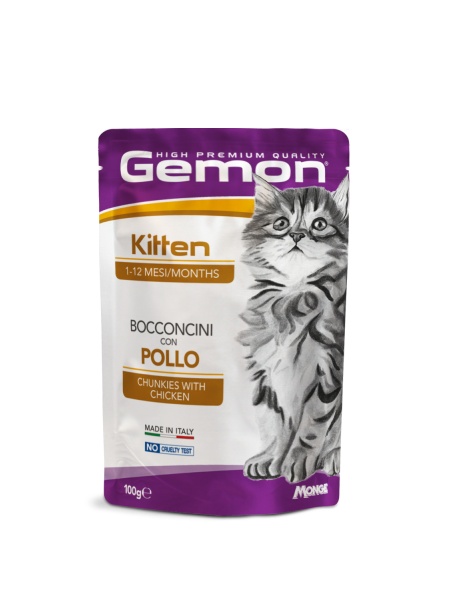 0896 GEMON C POUCHES-CHUNKIES KITTEN CHICKEN 100GR
