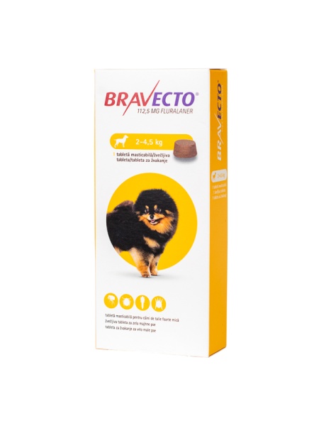 Bravecto 112.5 mg x 1 tbl-2-4.5 kg pentru caini