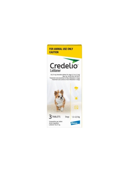 CREDELIO 56.25MG CAINI 1.3-2.5KG 3 TABLETE GALBEN