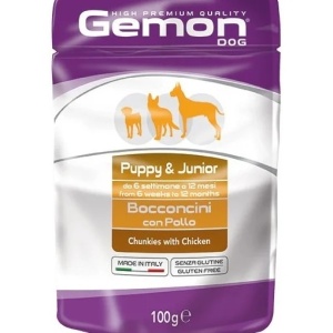GEMON HRANA UMEDA PENTRU CAINI PUI SI JUNIOR, BUCATI IN SOS 100 G - 0636