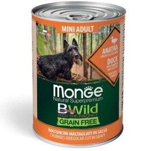 MONGE BWILD HRANA UMEDA PENTRU CAINI ADULTI DE TALIE MICA, RATA, DOVLEAC SI DOVLECEL, BUCATI IN SOS 400 G - 2638